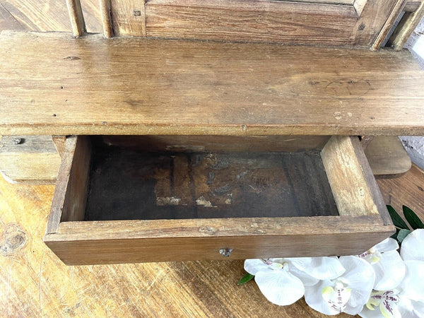 Antique Indian Colonial Wooden Bathroom Shaving Wall Mirror