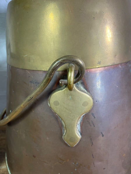 Antique 19th Century Copper Brass Lidded Fireside Coal Scuttle