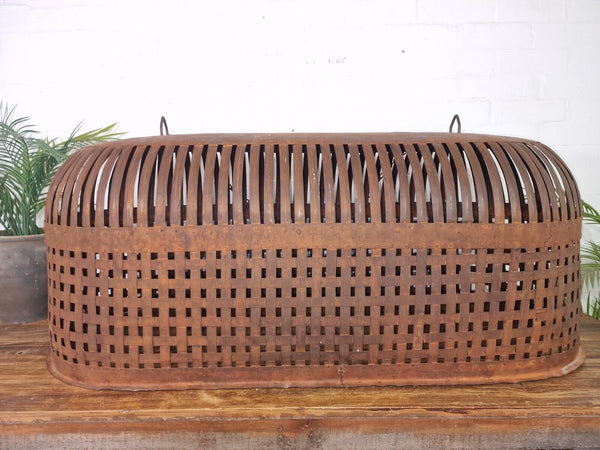 Xl Large Vintage Reclaimed Industrial Metal Lattice Cage Ceiling Light Shade