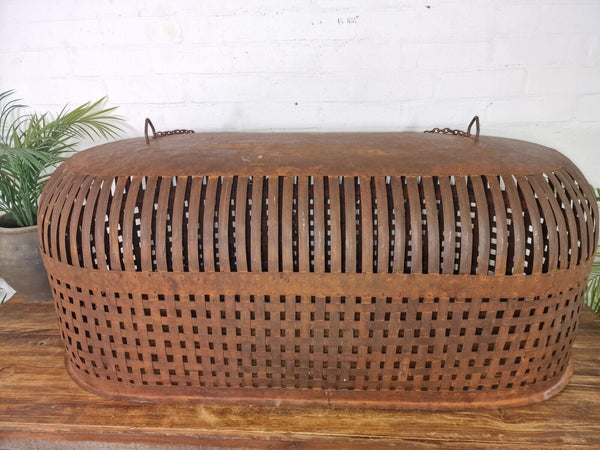 Xl Large Vintage Reclaimed Industrial Metal Lattice Cage Ceiling Light Shade