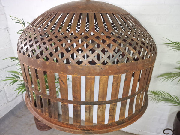 Xl Large Vintage Reclaimed Industrial Metal Lattice Cage Ceiling Light Shade