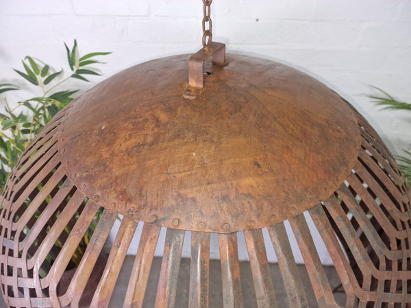 Xl Large Vintage Reclaimed Industrial Metal Lattice Cage Ceiling Light Shade