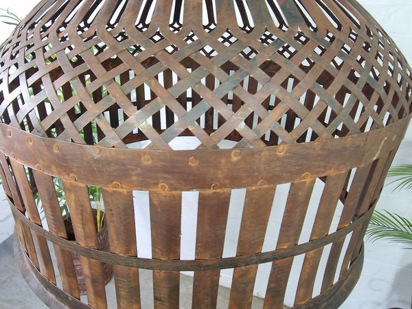 Xl Large Vintage Reclaimed Industrial Metal Lattice Cage Ceiling Light Shade