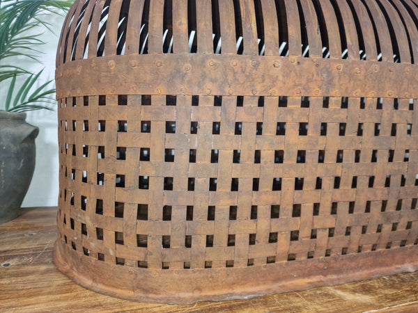 Xl Large Vintage Reclaimed Industrial Metal Lattice Cage Ceiling Light Shade