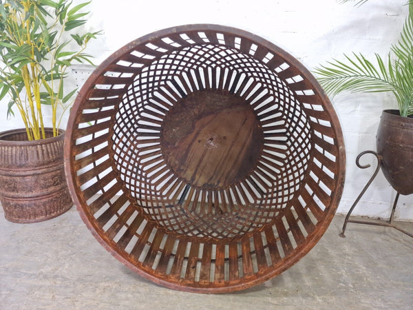 Xl Large Vintage Reclaimed Industrial Metal Lattice Cage Ceiling Light Shade