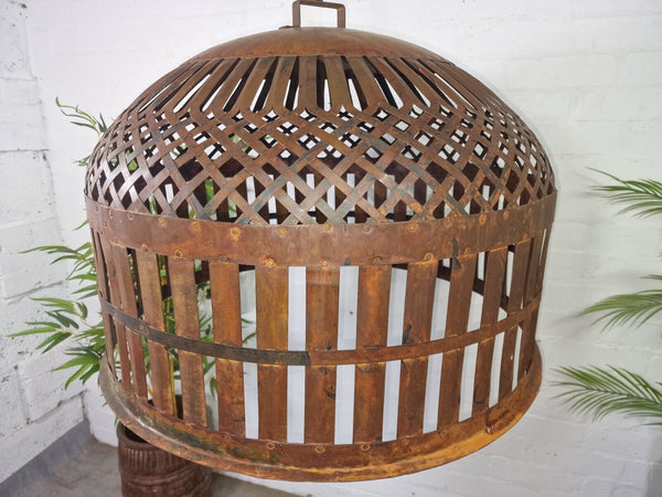 Xl Large Vintage Reclaimed Industrial Metal Lattice Cage Ceiling Light Shade