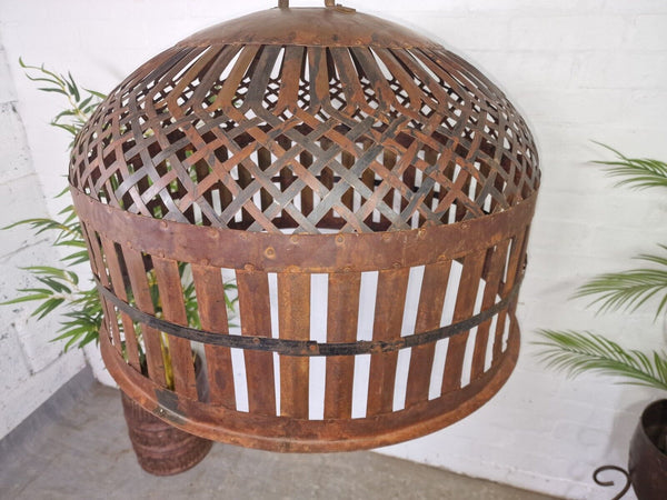 Xl Large Vintage Reclaimed Industrial Metal Lattice Cage Ceiling Light Shade