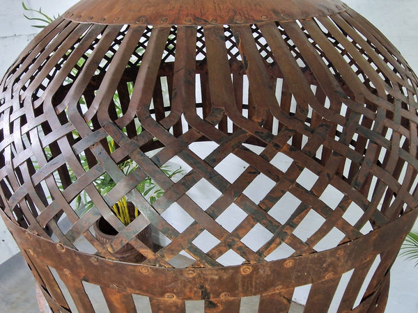 Xl Large Vintage Reclaimed Industrial Metal Lattice Cage Ceiling Light Shade
