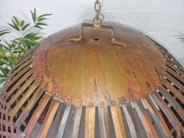 Xl Large Vintage Reclaimed Industrial Metal Lattice Cage Ceiling Light Shade
