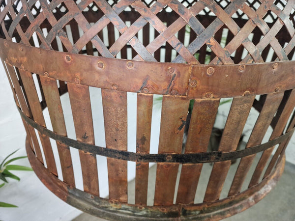 Xl Large Vintage Reclaimed Industrial Metal Lattice Cage Ceiling Light Shade