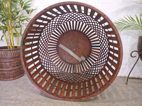 Xl Large Vintage Reclaimed Industrial Metal Lattice Cage Ceiling Light Shade