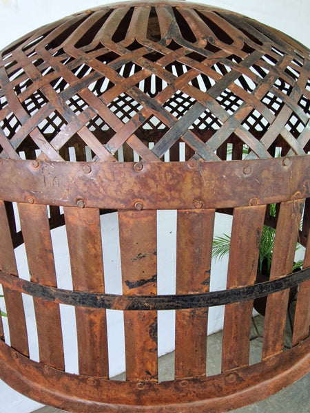 Xl Large Vintage Reclaimed Industrial Metal Lattice Cage Ceiling Light Shade