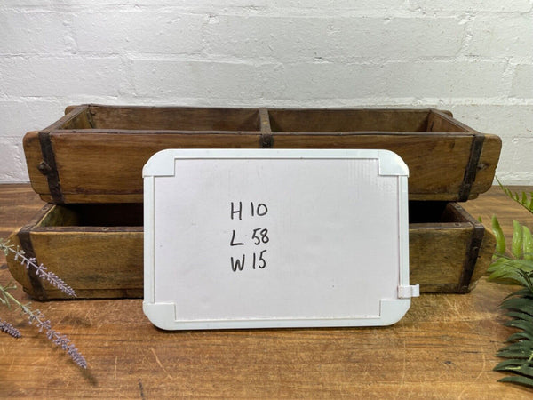 Vintage Rustic Wooden Double Brick Mould Display Shelf Storage Crate Planter