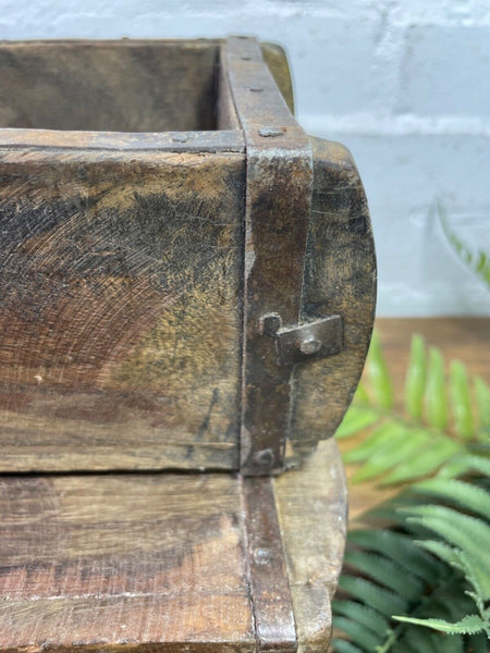Vintage Rustic Wooden Double Brick Mould Display Shelf Storage Crate Planter