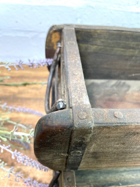 Vintage Rustic Wooden Double Brick Mould Display Shelf Storage Crate Planter
