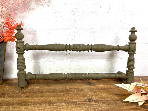 Antique French Wooden Turned Bobbin Bathroom Kitchen Towel Rail Holder