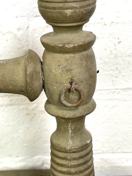 Antique French Wooden Turned Bobbin Bathroom Kitchen Towel Rail Holder