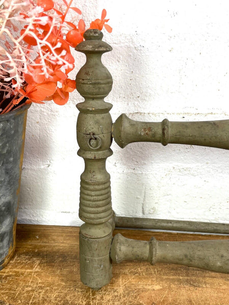 Antique French Wooden Turned Bobbin Bathroom Kitchen Towel Rail Holder