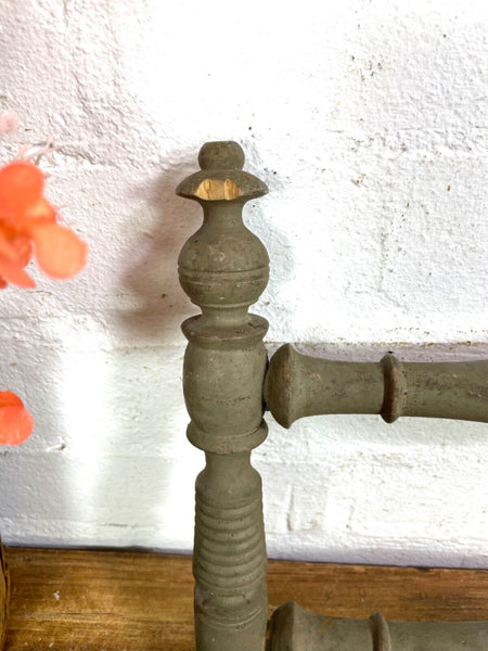 Antique French Wooden Turned Bobbin Bathroom Kitchen Towel Rail Holder