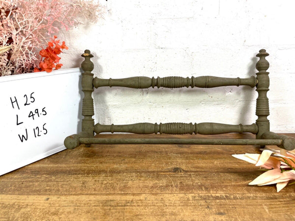 Antique French Wooden Turned Bobbin Bathroom Kitchen Towel Rail Holder
