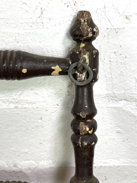 Antique French Wooden Turned Bobbin Bathroom Kitchen Towel Rail Holder