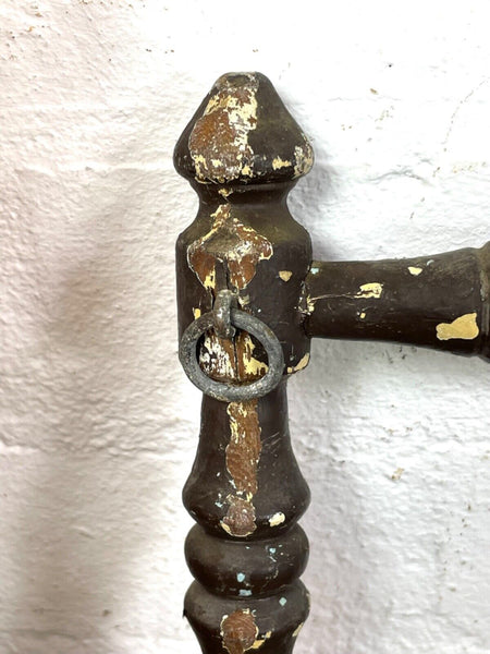 Antique French Wooden Turned Bobbin Bathroom Kitchen Towel Rail Holder