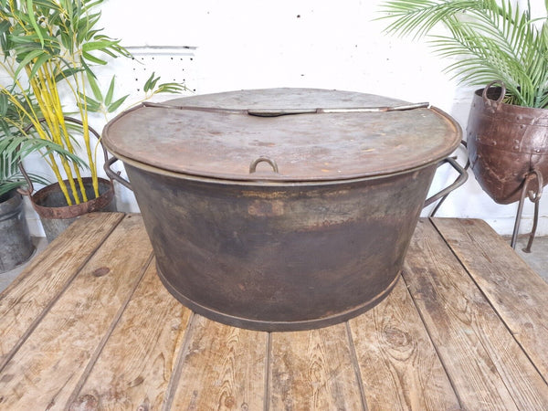 XL Large Round Galvanised Metal Feeder Trough Garden Planter Tub Wildlife Pond