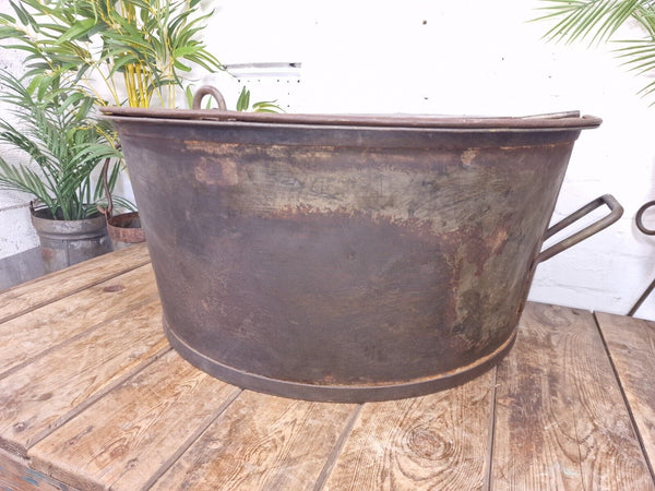 XL Large Round Galvanised Metal Feeder Trough Garden Planter Tub Wildlife Pond