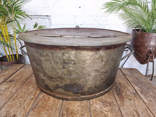 XL Large Round Galvanised Metal Feeder Trough Garden Planter Tub Wildlife Pond