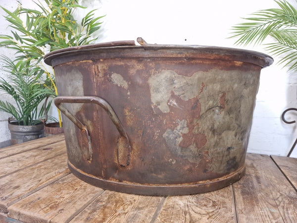 XL Large Round Galvanised Metal Feeder Trough Garden Planter Tub Wildlife Pond