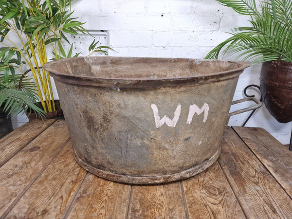 XL Large Round Galvanised Metal Feeder Trough Garden Planter Tub Wildlife Pond