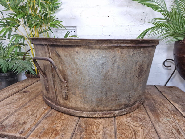XL Large Round Galvanised Metal Feeder Trough Garden Planter Tub Wildlife Pond