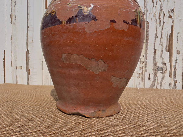 Antique Glazed Terracotta Clay Water Wine Pitcher Amphora