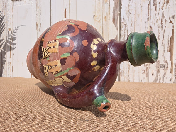 Antique Glazed Terracotta Clay Water Wine Pitcher Amphora