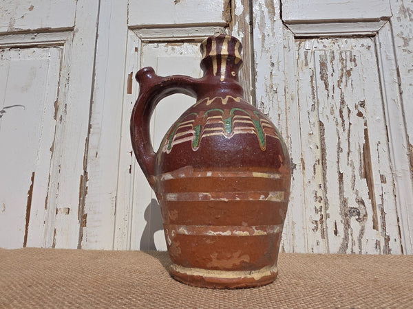 Antique Glazed Terracotta Clay Water Wine Pitcher Amphora