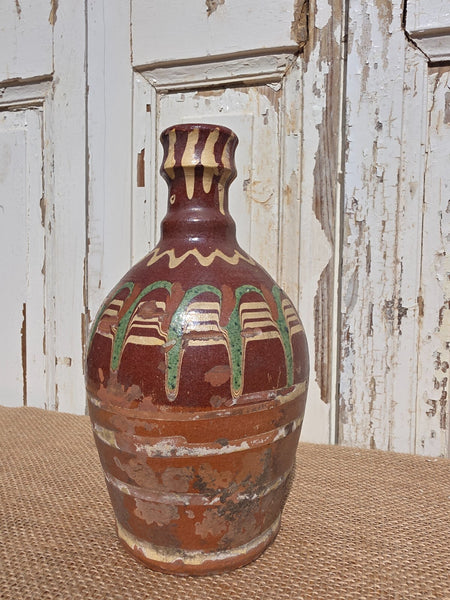 Antique Glazed Terracotta Clay Water Wine Pitcher Amphora