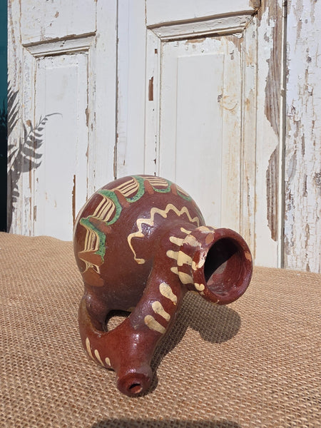 Antique Glazed Terracotta Clay Water Wine Pitcher Amphora