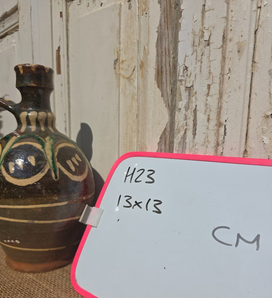 Antique Glazed Terracotta Clay Water Wine Pitcher Amphora