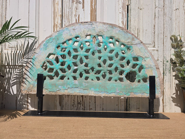 Antique Architectural Carved Stone Panel Jhali Window Fanlight Home Garden Decor