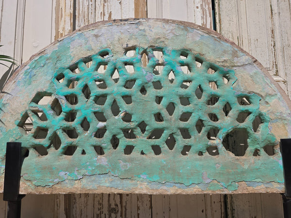 Antique Architectural Carved Stone Panel Jhali Window Fanlight Home Garden Decor