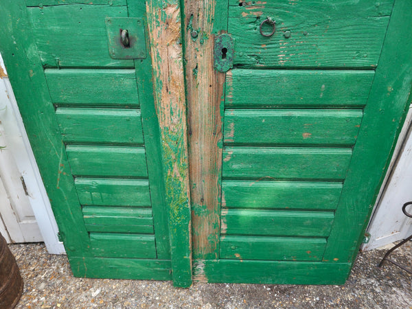 Antique 19th Century French Rustic Large Wooden Barn Chateau Shutters Doors