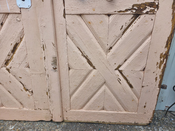 Antique 19th Century French Rustic Large Wooden Barn Chateau Shutters Doors