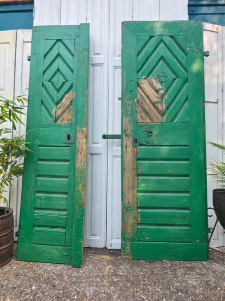 Antique 19th Century French Rustic Large Wooden Barn Chateau Shutters Doors