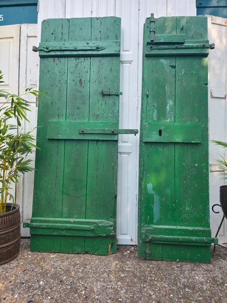 Antique 19th Century French Rustic Large Wooden Barn Chateau Shutters Doors