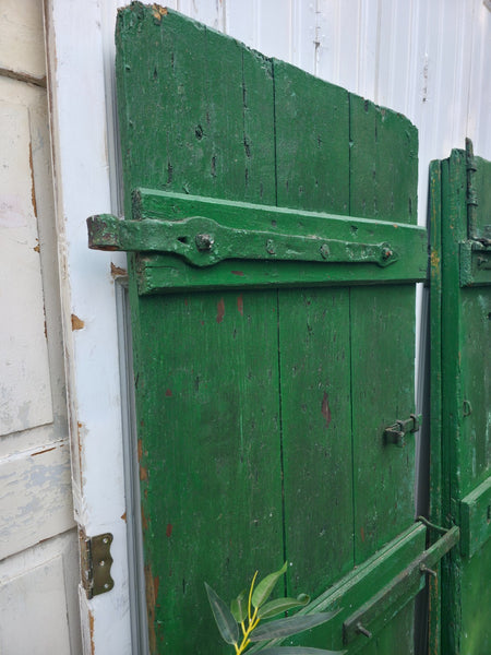 Antique 19th Century French Rustic Large Wooden Barn Chateau Shutters Doors