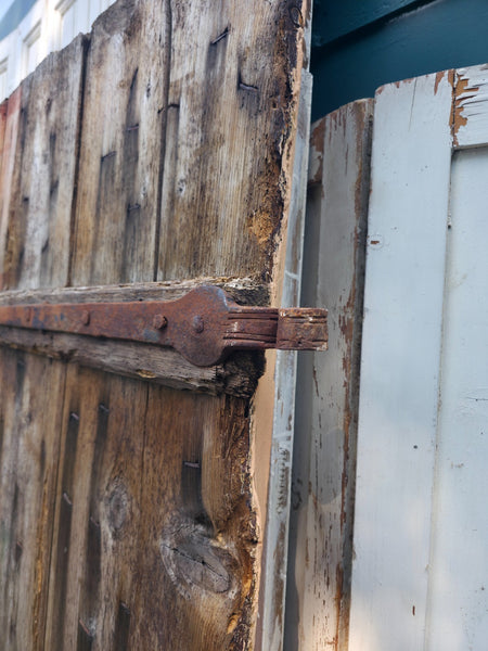 Antique 19th Century French Rustic Large Wooden Barn Chateau Shutters Doors