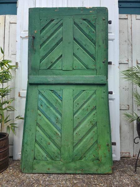 Antique 19th Century French Rustic Wooden Split Stable Barn Doors
