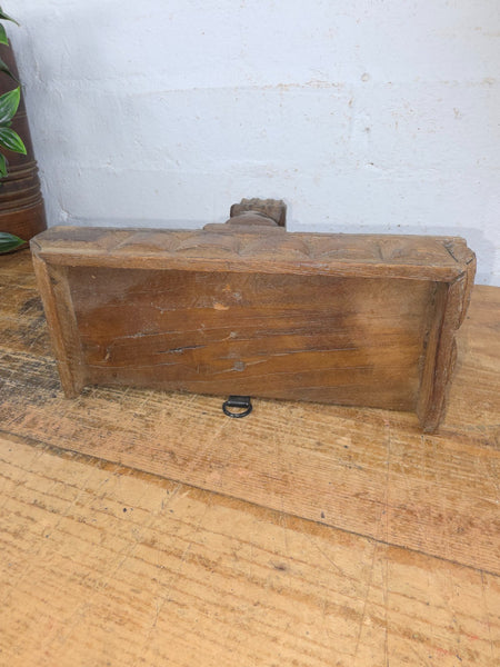Vintage Rustic Indian Hand Carved Architectural Wall Shelf Plinth