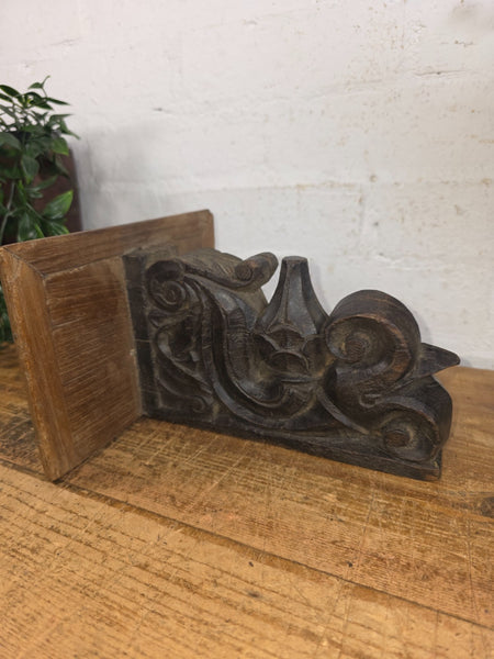 Vintage Rustic Indian Hand Carved Architectural Wall Shelf Plinth