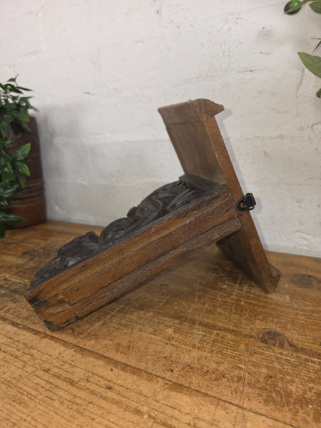 Vintage Rustic Indian Hand Carved Architectural Wall Shelf Plinth